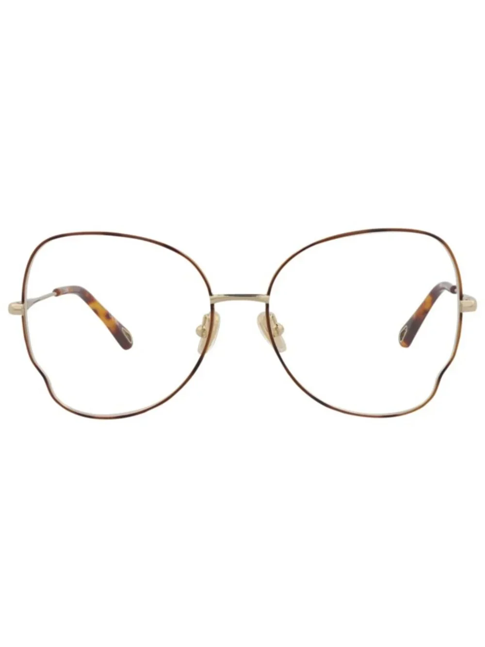 New Chloé Women's Eyeglasses Cat Eye Metal Frame Havana Gold Transparent
